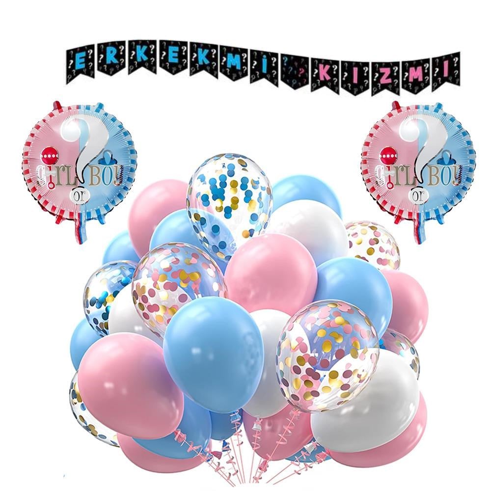 Cinsiyet Belirleme Parti Seti; Banner, Folyo Balon Ve Balon Zincir Seti Konsept 3 