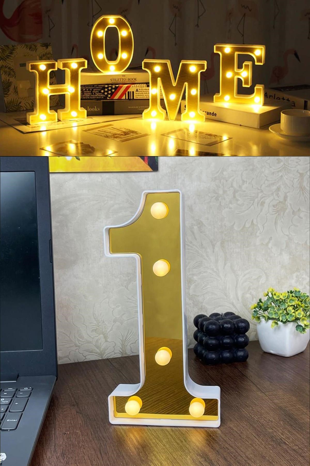 Dekoratif Led Işıklı 3D 1 Rakamı Büyük Boy Organizasyon Doğum Günü Kutlama
