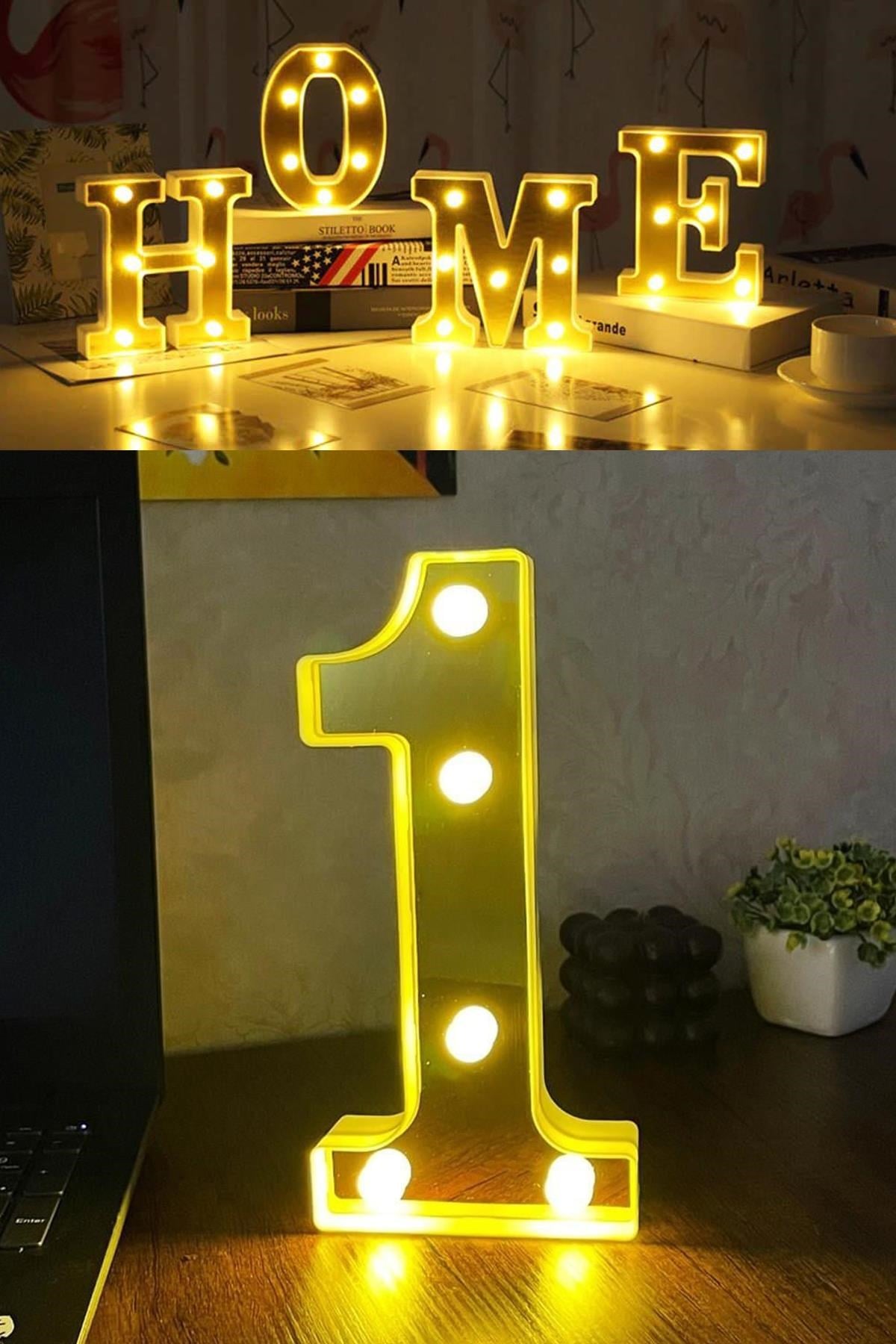 Dekoratif Led Işıklı 3D 1 Rakamı Büyük Boy Organizasyon Doğum Günü Kutlama