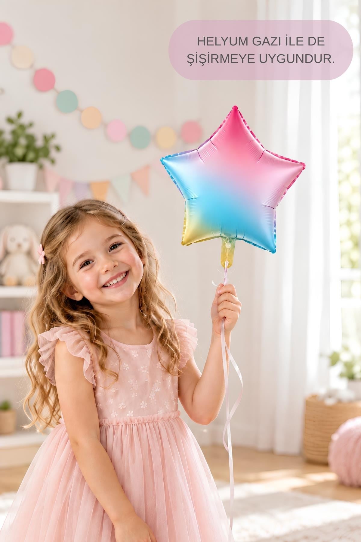 Gökkuşağı Yıldız Folyo Balon 45 cm - Bebek Çocuk Parti Kutlama