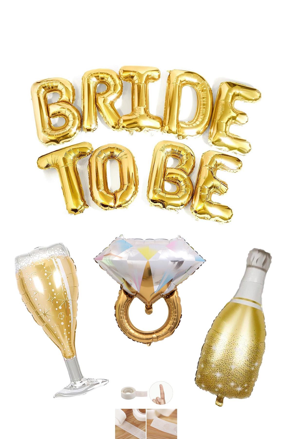 Gold Bride To Be Bekarlığa Veda Partisi 4 Lü Folyo Balon Set