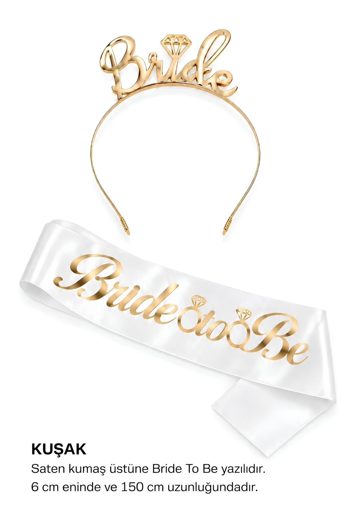 Gold Bride To Be Taç  Ve Kuşak Set