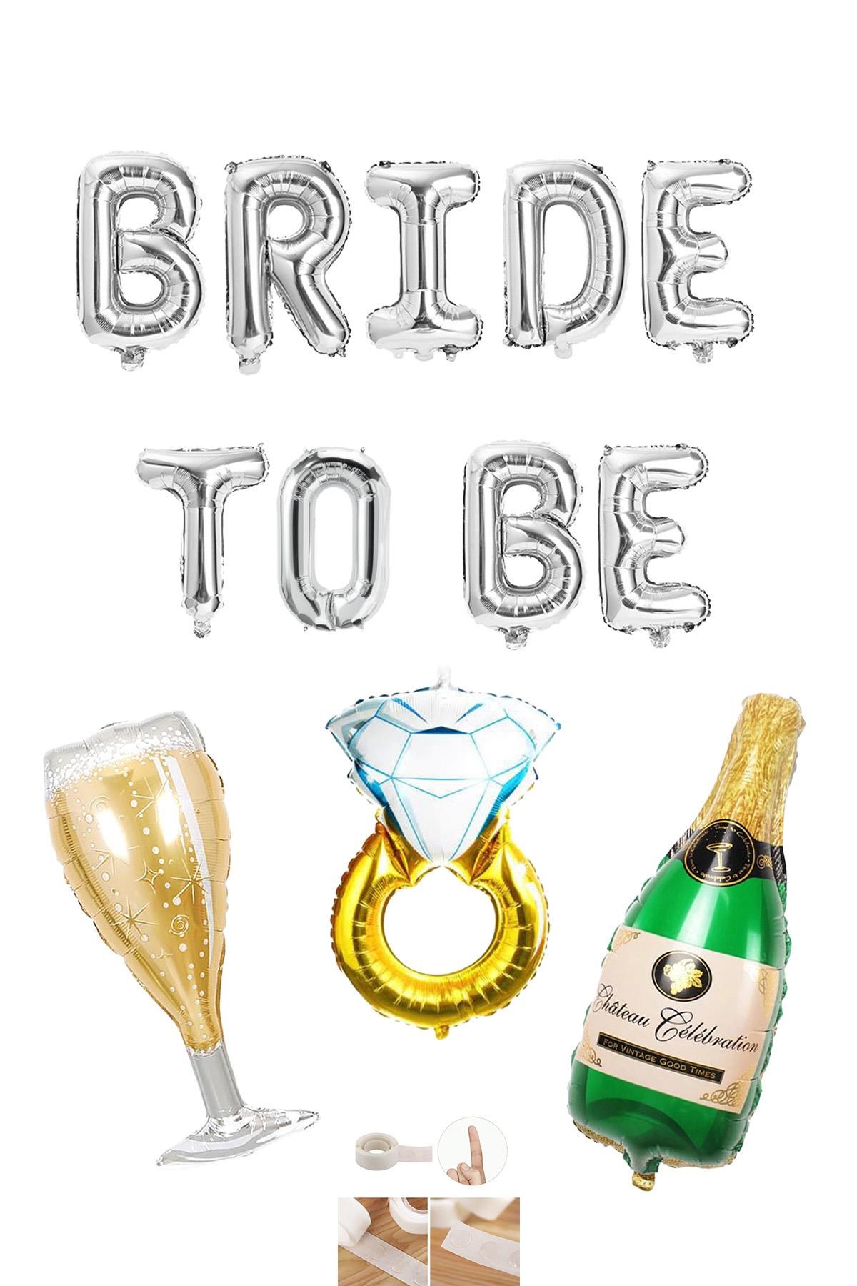 Gümüş Bride To Be Bekarlığa Veda Partisi 4 Lü Folyo Balon Set