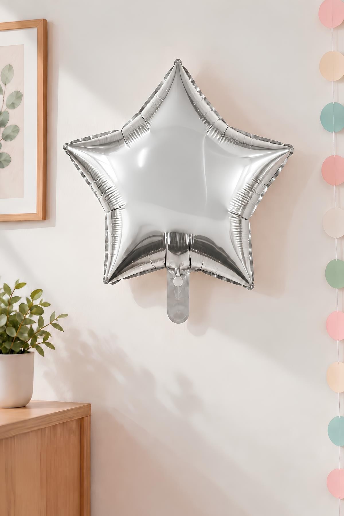 Gümüş Yıldız Folyo Balon 45 cm - Bebek Çocuk Parti Kutlama