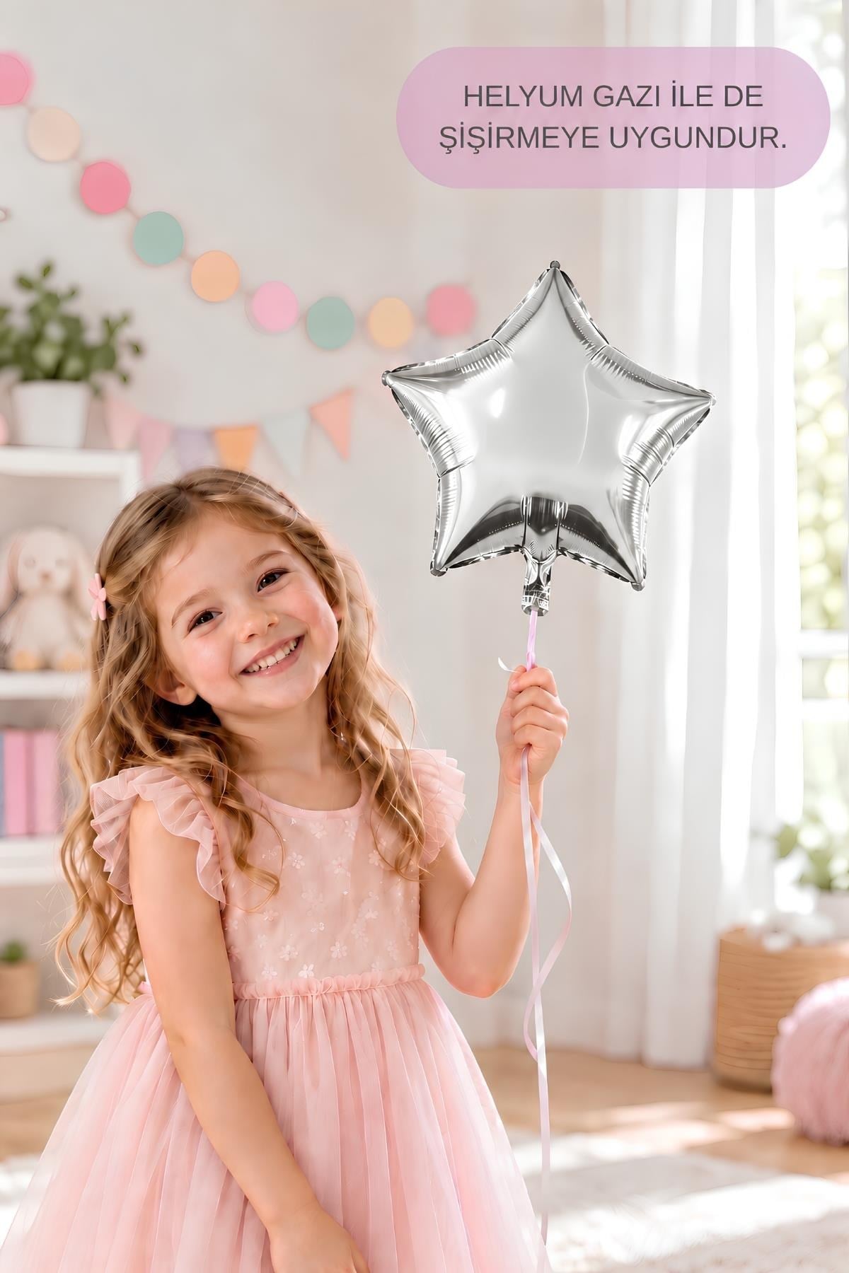 Gümüş Yıldız Folyo Balon 45 cm - Bebek Çocuk Parti Kutlama