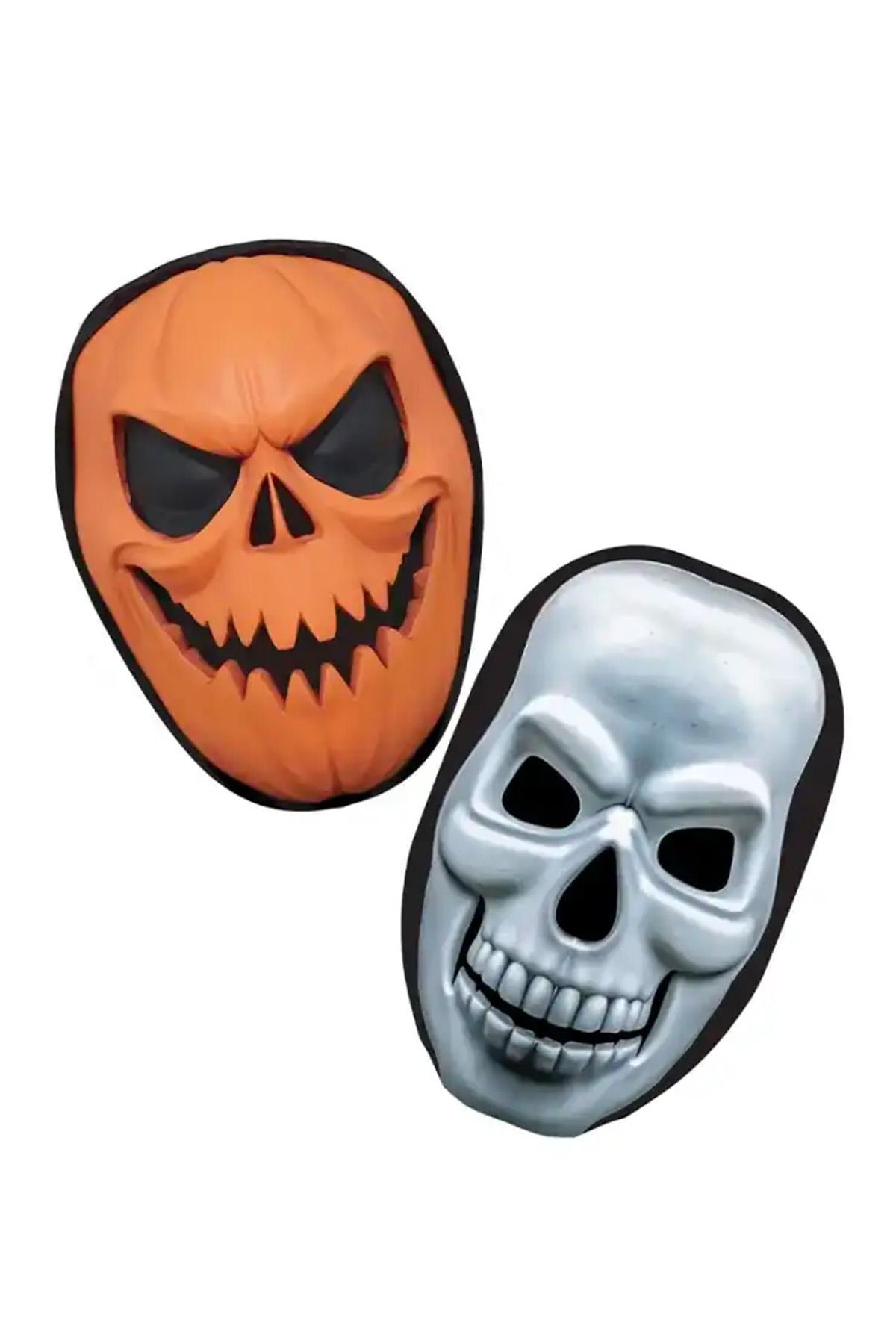 Halloween Cadılar Bayramı Balkabağı-Kurukafa Maske 2li Set
