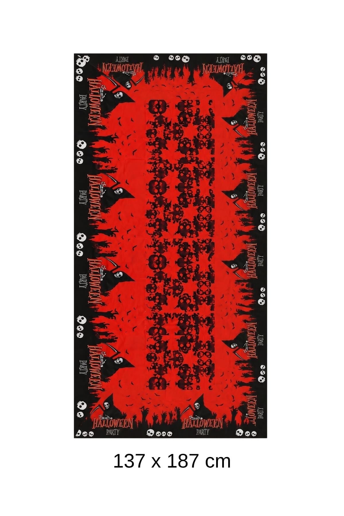 Halloween Cadılar Bayramı Kırmızı Siyah Masa Örtüsü 137 x 187 cm