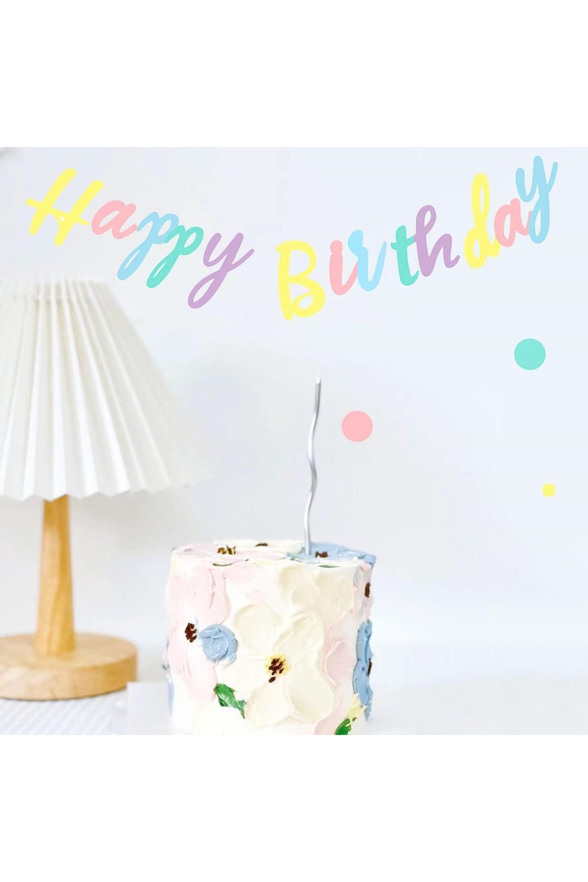 Happy Birthday Makaron Kaligrafi Banner