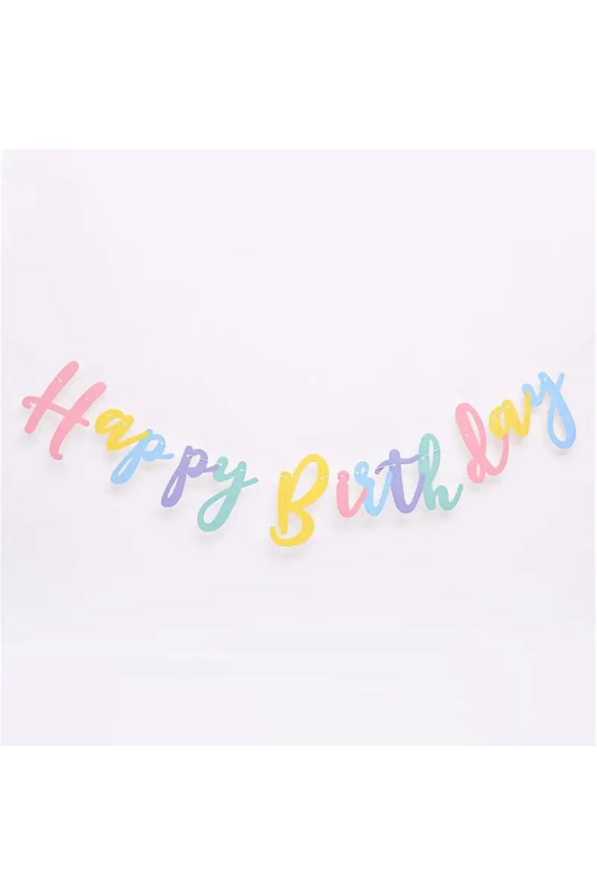 Happy Birthday Makaron Kaligrafi Banner