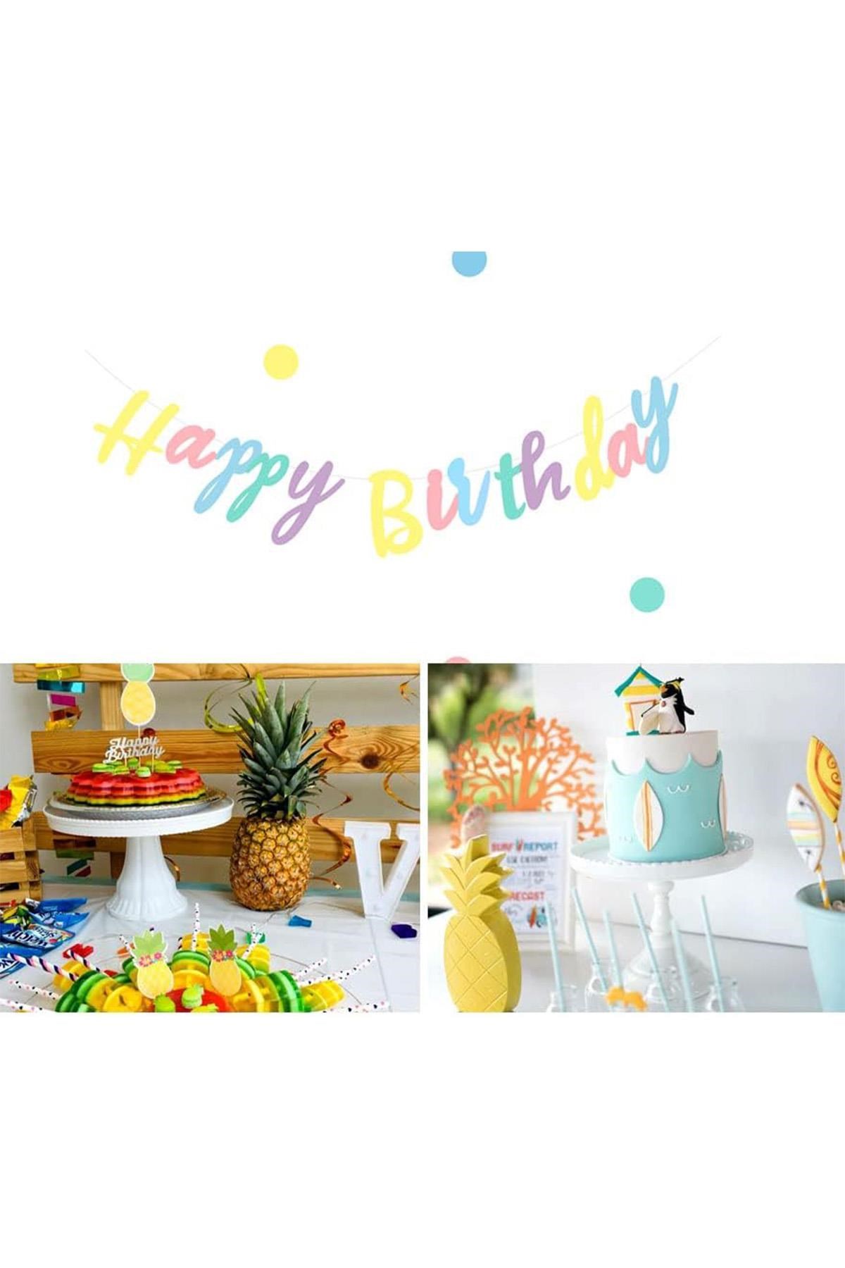 Happy Birthday Makaron Kaligrafi Banner