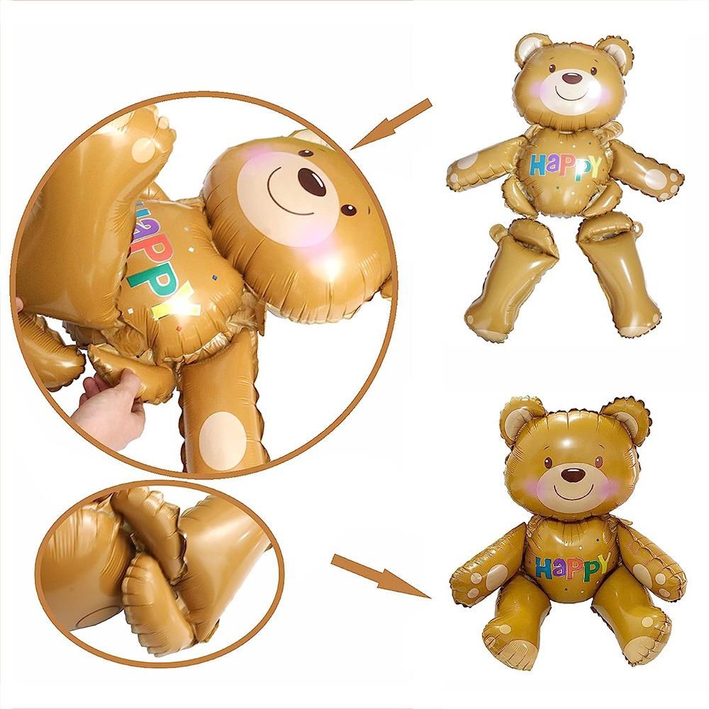 Happy Yazılı Oturan Ayı Folyo Balon 77x70 Cm 