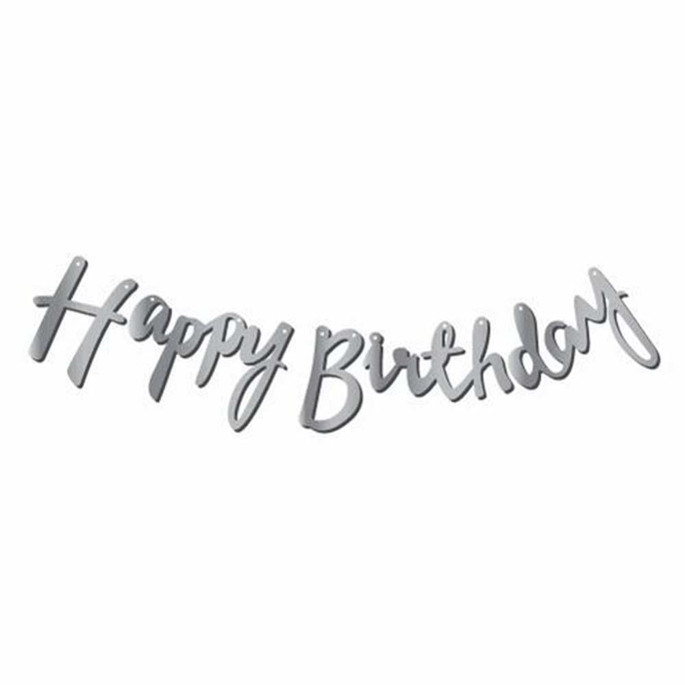 Kaligrafi Happy Birthday Gümüş Banner