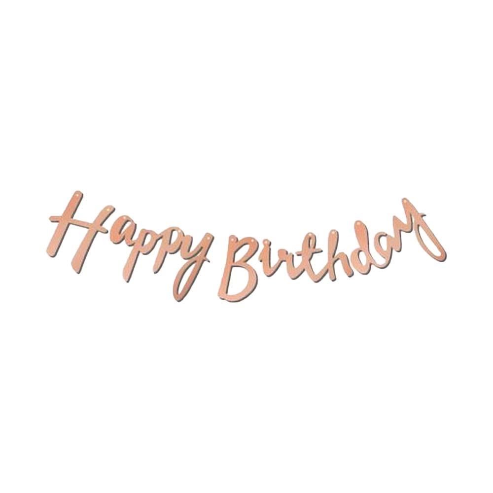 Kaligrafi Happy Birthday Rose Gold Banner