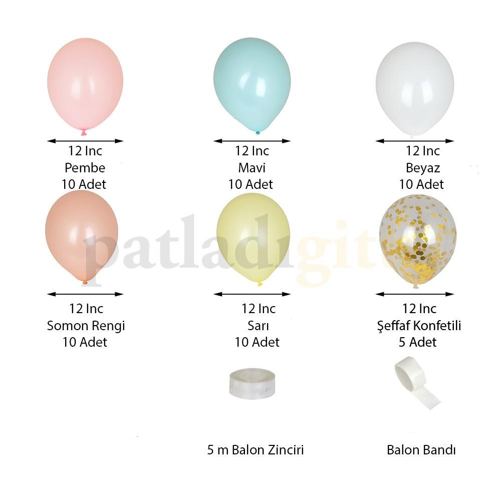 Karışık Makaron, Gold Konfetili Balon Zinciri Seti Konsept 7