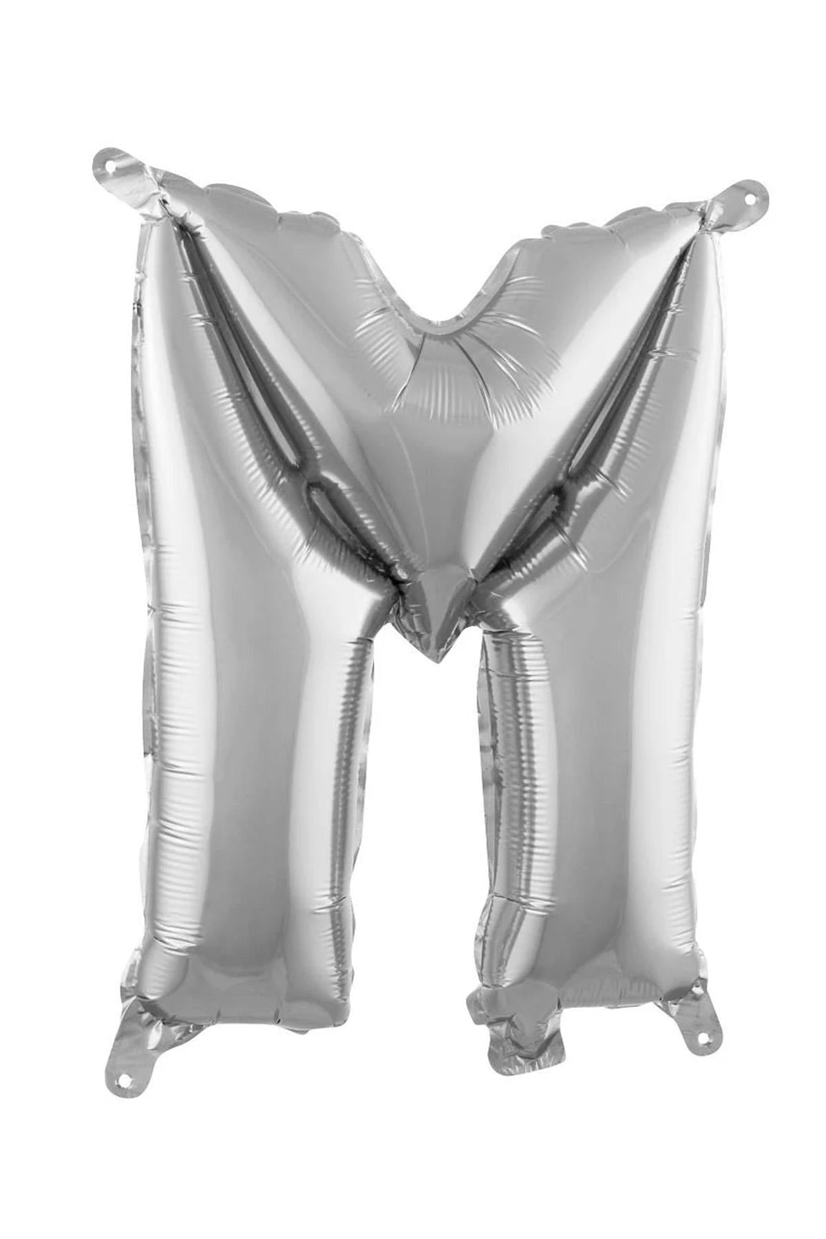 M Harf Gümüş Folyo Balon16 İnç 36 cm