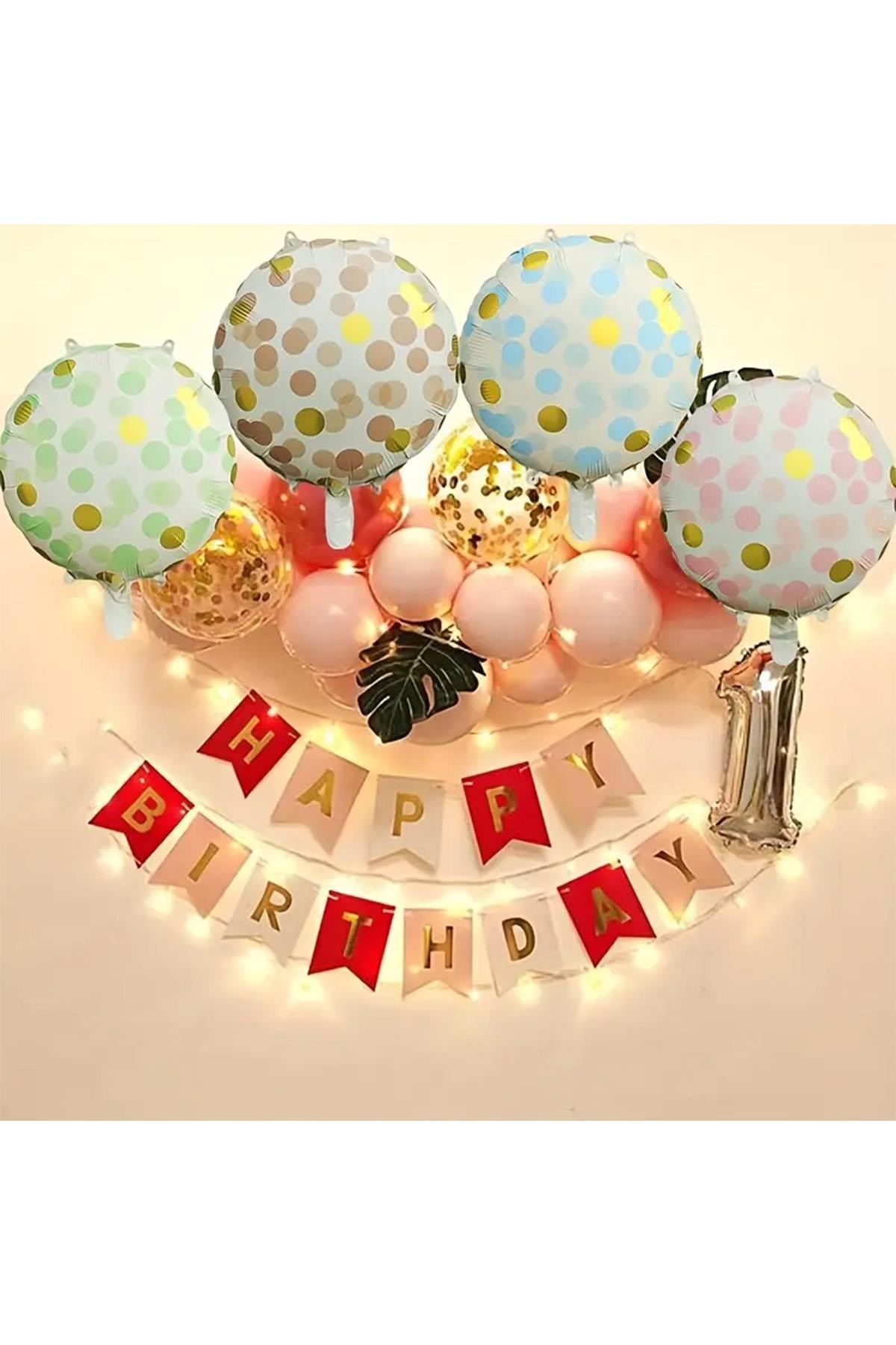 Mavi Gold Puantiyeli Yuvarlak Balon 45 Cm
