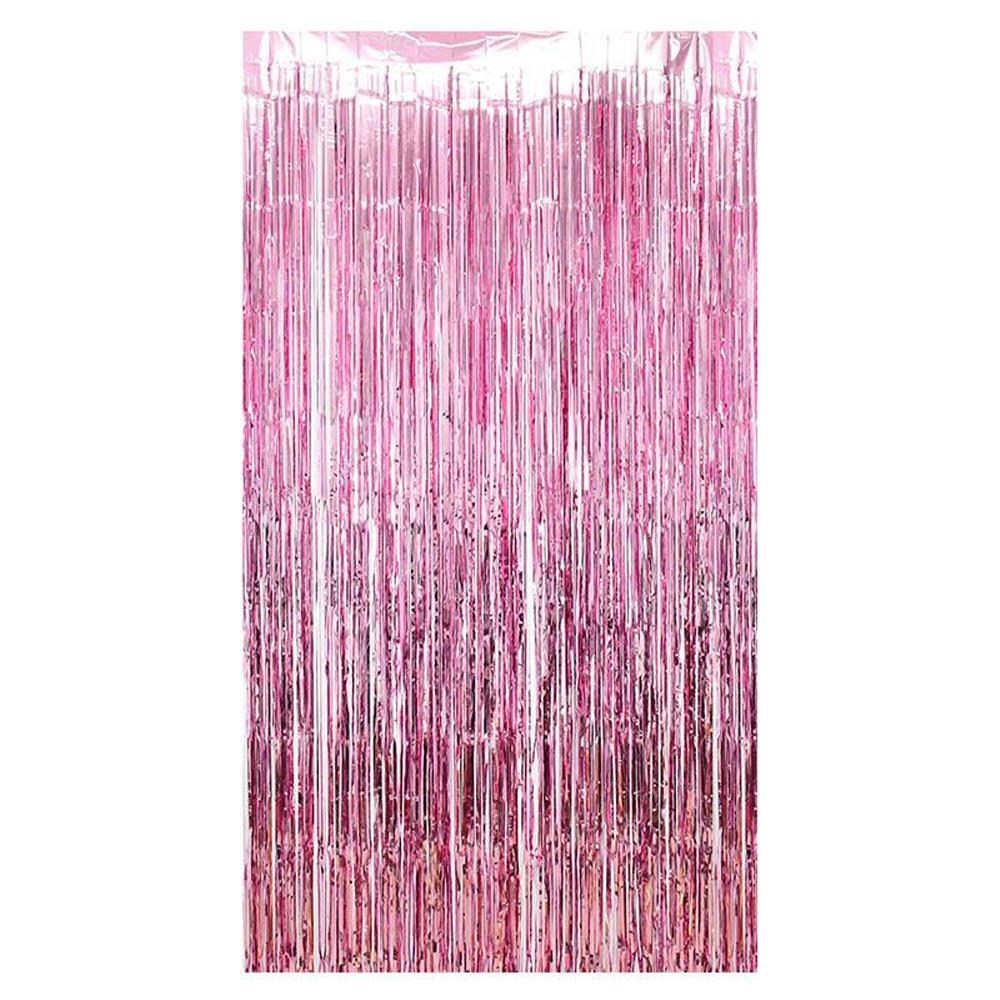 Metalize Arka Fon Kapı Perdesi Pembe 100x200 cm