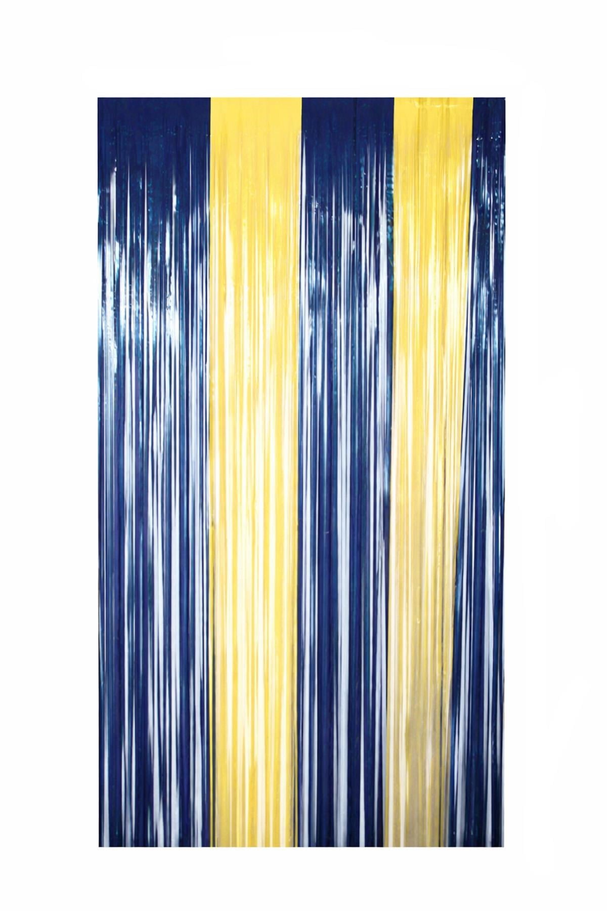 Metalize Arka Fon Kapı Perdesi Sarı Lacivert 100x200 cm