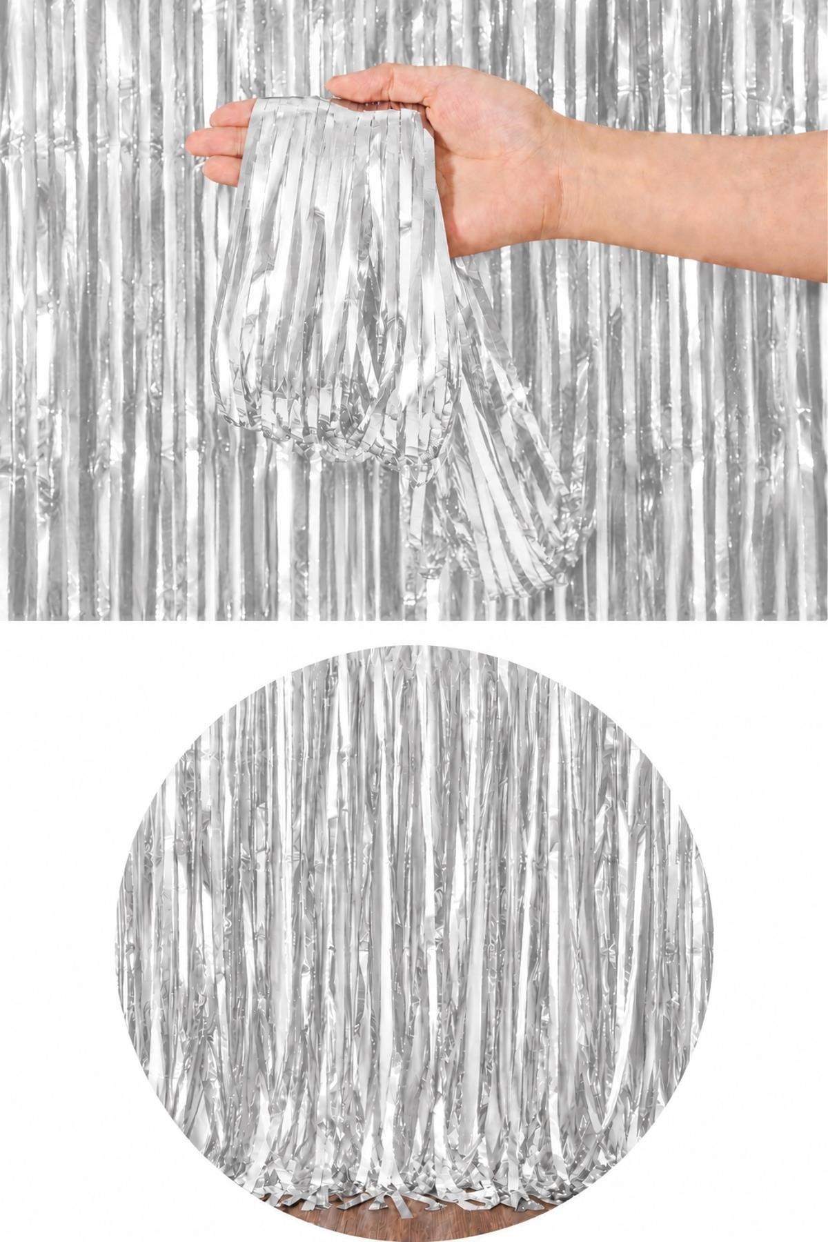 Metalize Masa Eteği Gümüş 70x300 cm