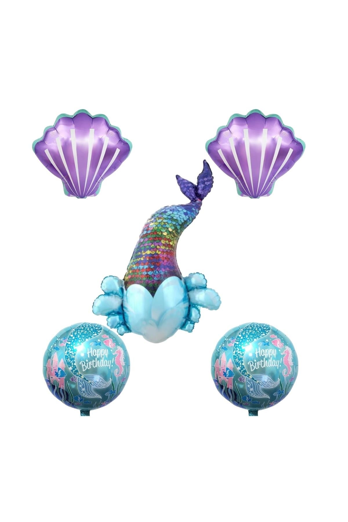 Mor Deniz Kızı Temalı Balon Seti – Mermaid Doğum Günü Parti Seti 5’li
