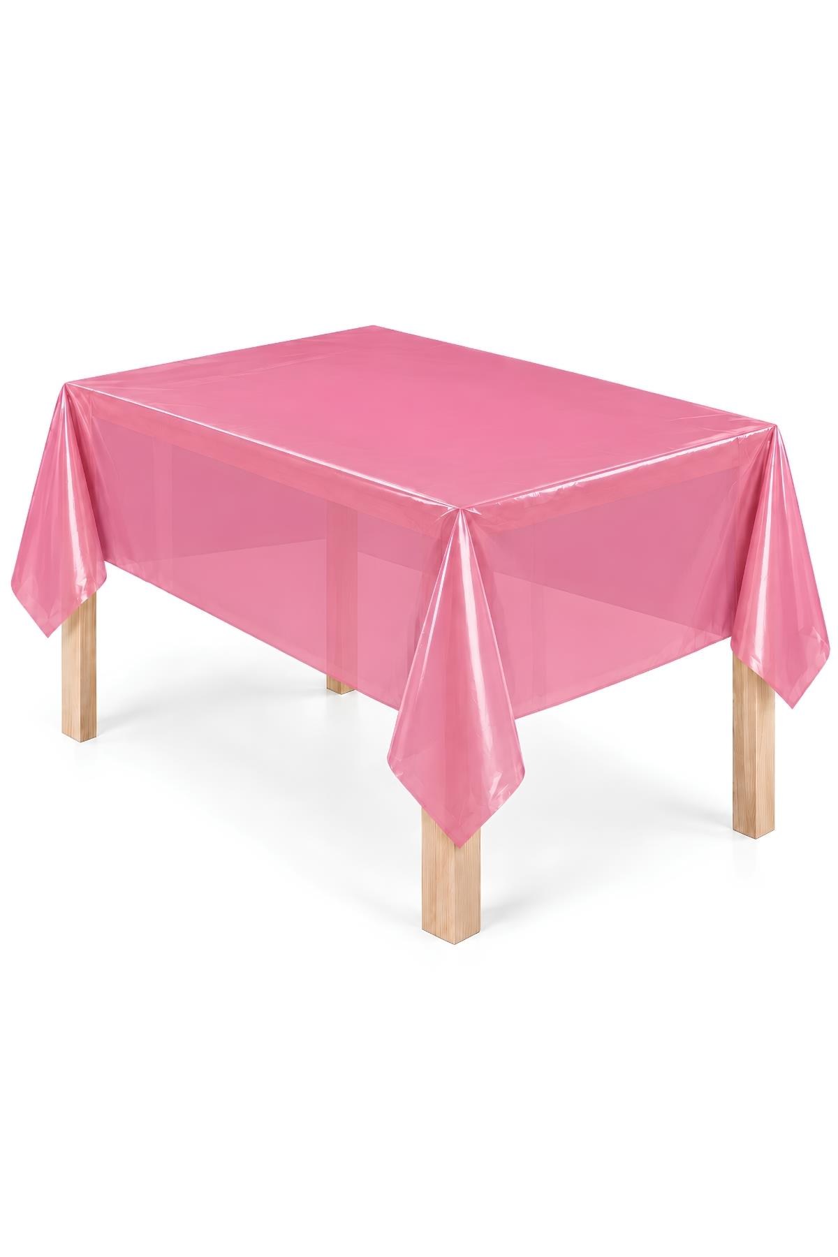 Pembe Renk Kullan At 120x180 Cm Doğum Günü Partisi Için Düz Tek Kullanımlık Plastik Masa Örtüsü