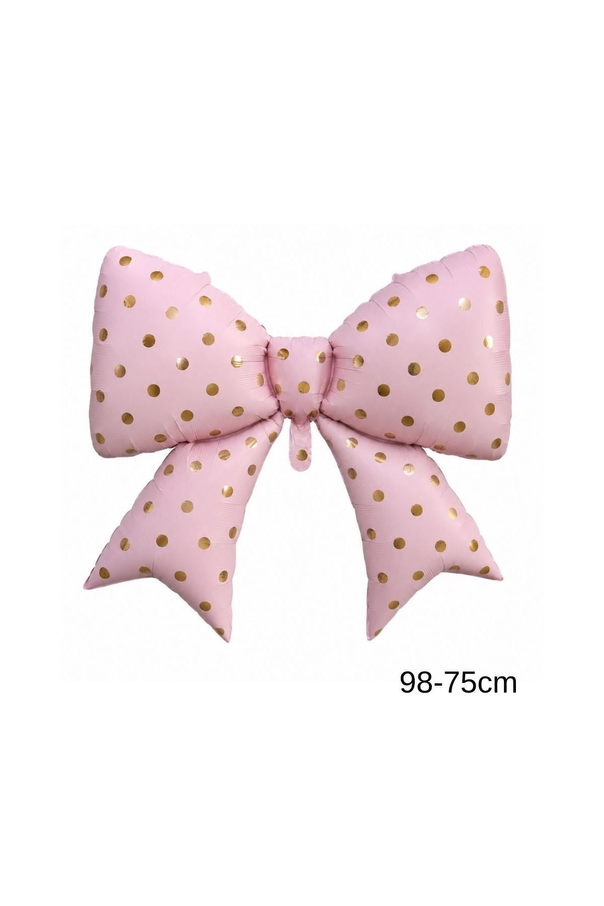 Puantiyeli Pembe Fiyonk Folyo Balon 98-75 Cm