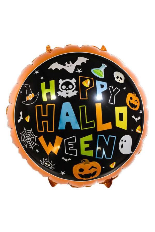 Renkli Happy Halloween Tasarımlı 45x45 Cm Folyo Balon Halloween Cadılar Bayramı Parti Malzemesi
