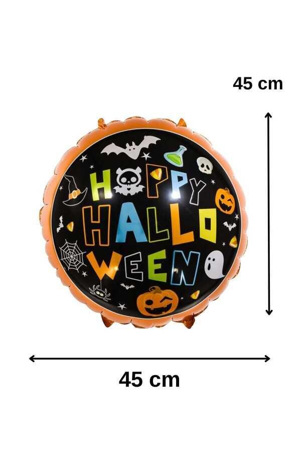 Renkli Happy Halloween Tasarımlı 45x45 Cm Folyo Balon Halloween Cadılar Bayramı Parti Malzemesi
