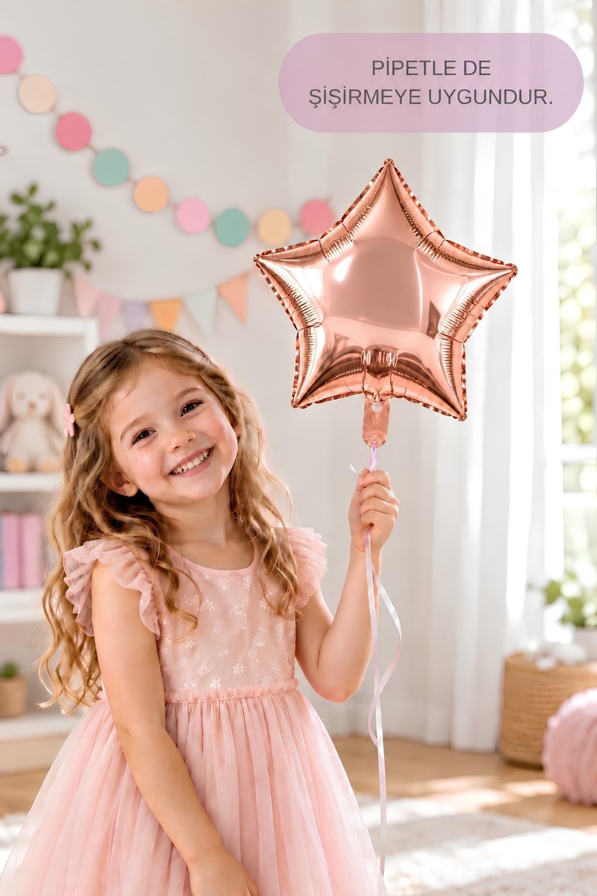 Rose Gold Yıldız Folyo Balon 45 cm - Bebek Çocuk Parti Kutlama