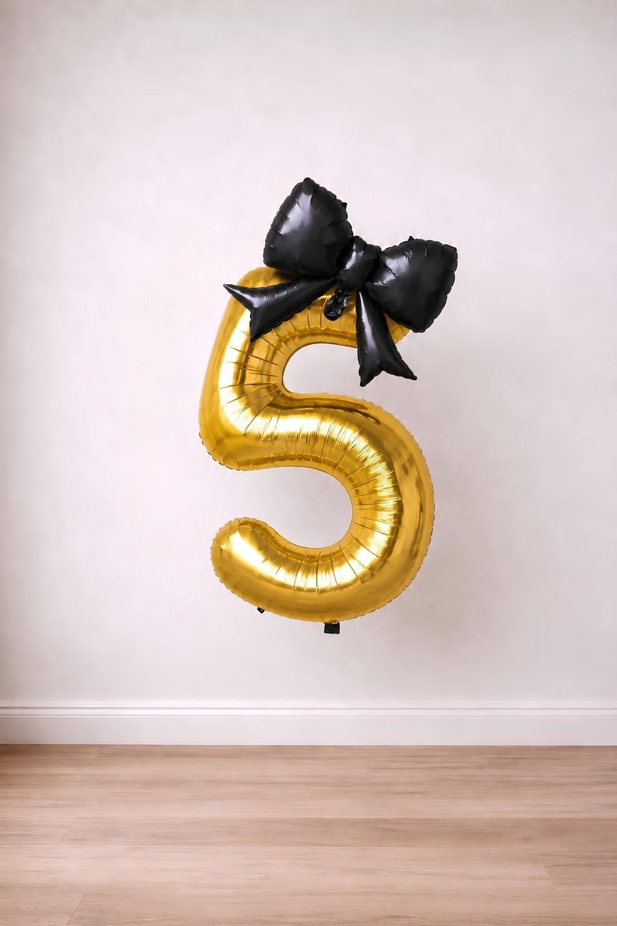 Siyah Fiyonk & Gold 5 Rakam Folyo Balon Seti