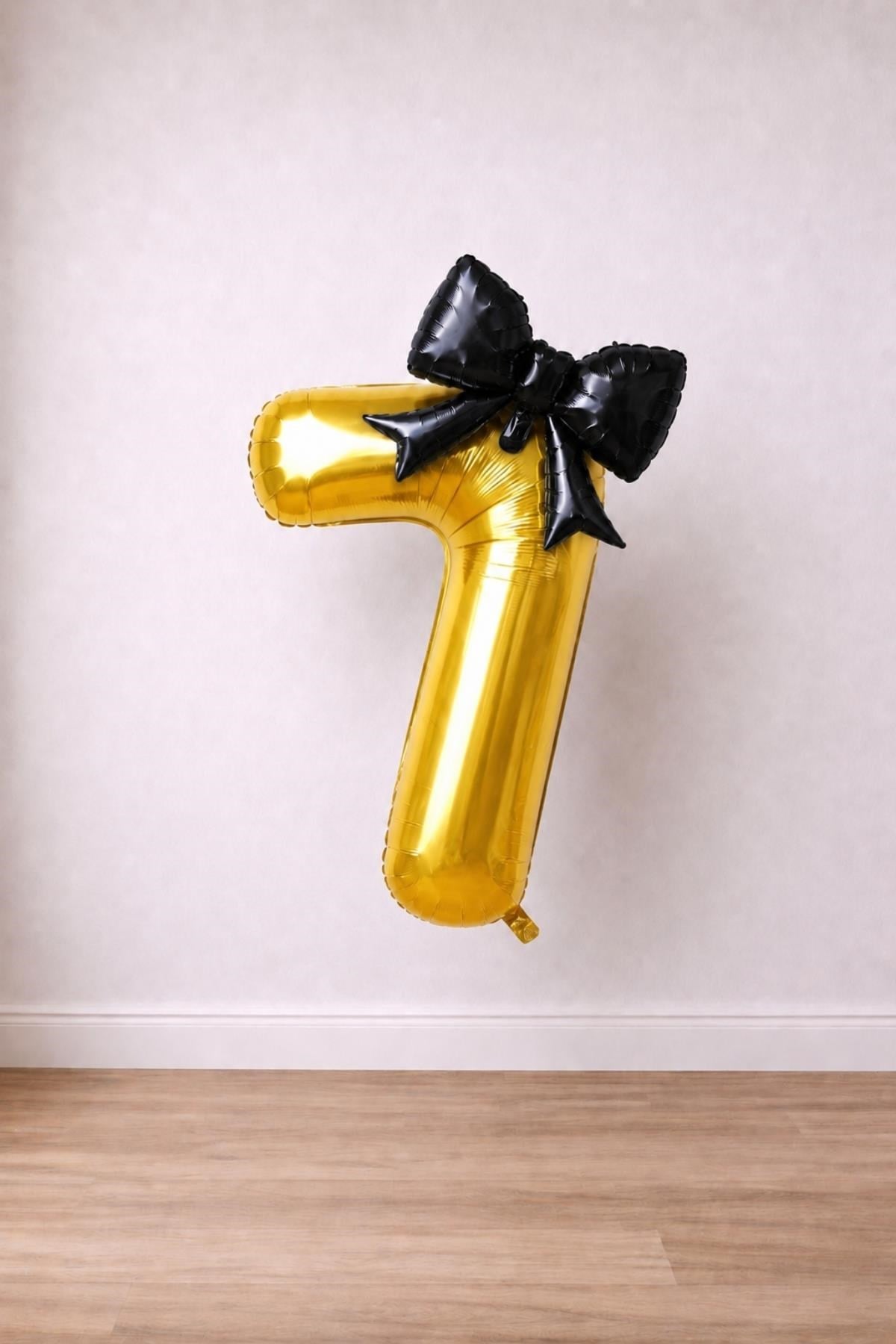 Siyah Fiyonk & Gold 7 Rakam Folyo Balon Seti