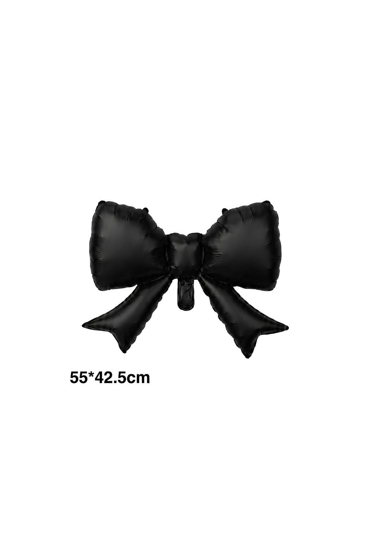 Siyah Kurdele Fiyonk Folyo Balon 55x42.5 cm