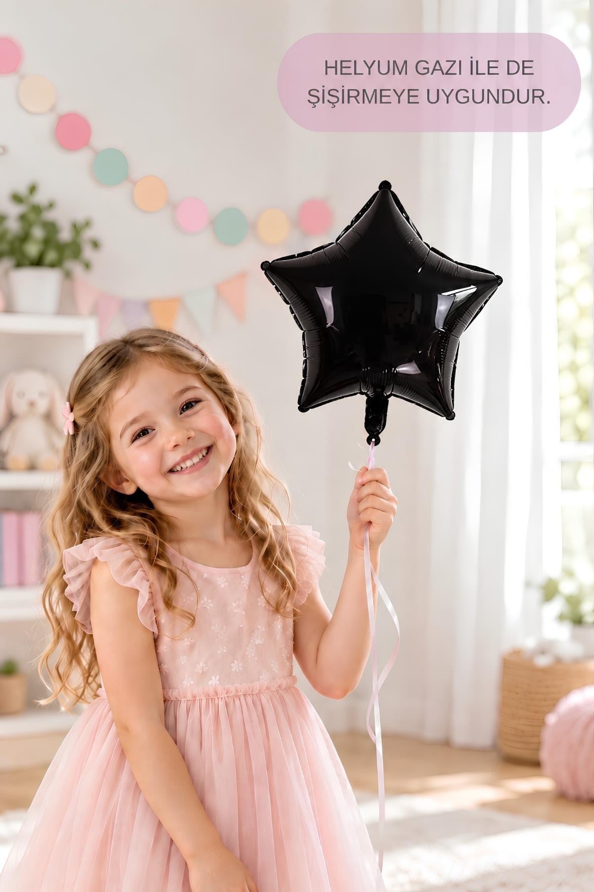 Siyah Yıldız Folyo Balon 45 cm - Bebek Çocuk Parti Kutlama