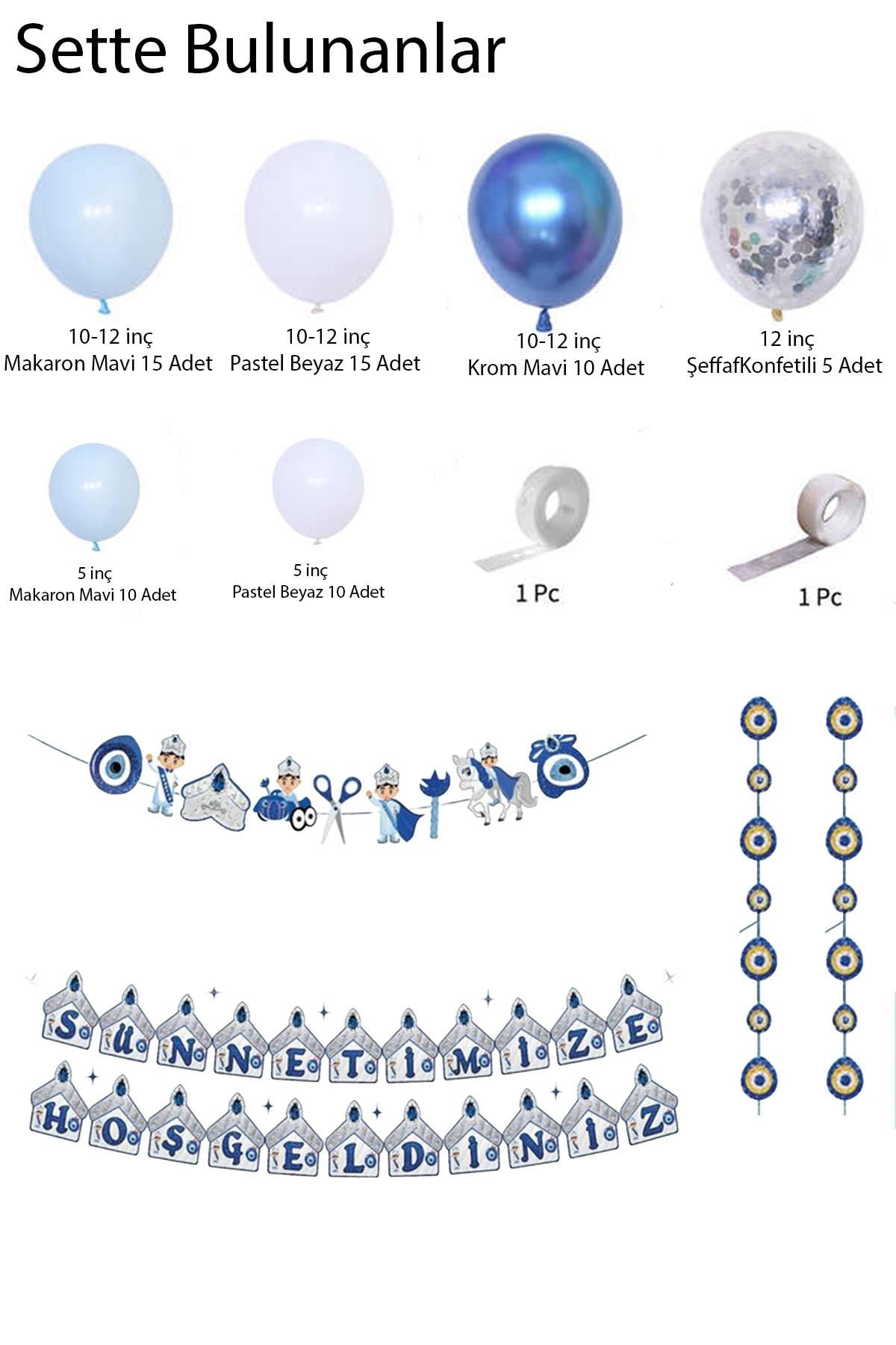 Sünnet Kutlama Seti 3Lü Banner ve Balon Zincir Set
