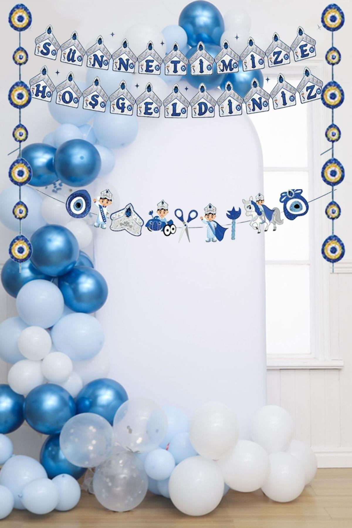 Sünnet Kutlama Seti 3Lü Banner ve Balon Zincir Set
