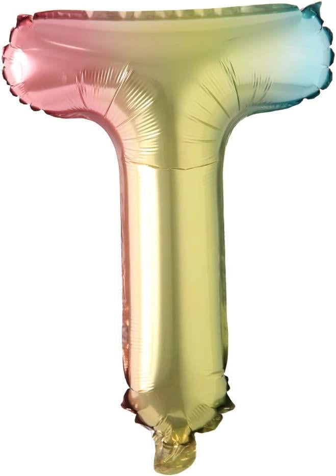 T Harf Gökkuşağı Folyo Balon16 İnç 36 cm