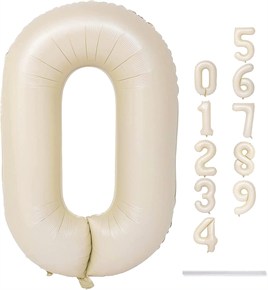0 Rakam Krem Folyo Balon 34 inç 76-82 cm