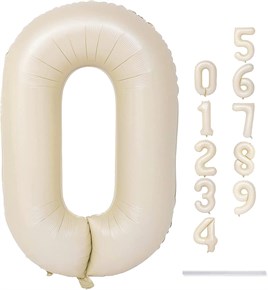 0 Rakam Krem Folyo Balon 34 inç 76-82 cm