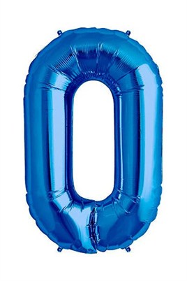 0 Rakam Mavi Folyo Balon 34 inç 76-82 cm