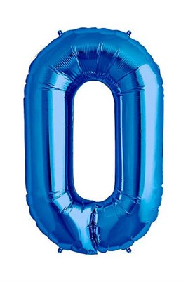 0 Rakam Mavi Folyo Balon 34 inç 76-82 cm