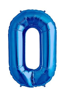 0 Rakam Mavi Folyo Balon 34 inç 76-82 cm