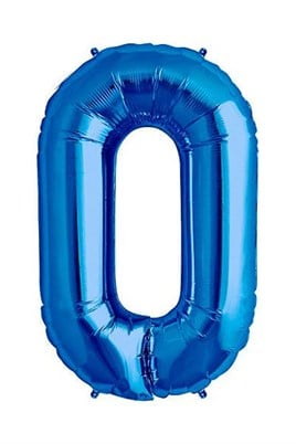 0 Rakam Mavi Folyo Balon 34 inç 76-82 cm