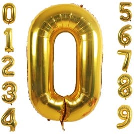0 Sıfır Rakam Gold Folyo Balon 32-34