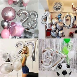 0 Sıfır Rakam Gümüş Folyo Balon 34