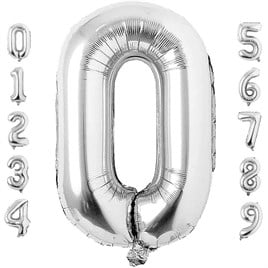 0 Sıfır Rakam Gümüş Folyo Balon 34