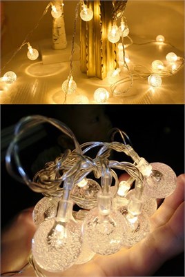 1.5 Metre Kristalize Top Led Işık  Hoşgeldin Ramazan Bayramı Dekorasyonu 10 Ledli Günışığı Pilli Süs