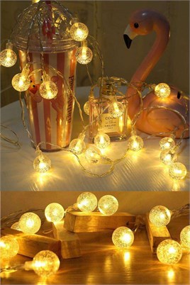 1.5 Metre Kristalize Top Led Işık  Hoşgeldin Ramazan Bayramı Dekorasyonu 10 Ledli Günışığı Pilli Süs