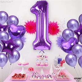 1 Bir Rakam Mor Folyo Balon 32
