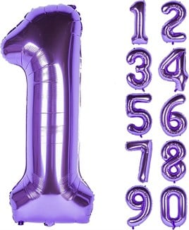 1 Bir Rakam Mor Folyo Balon 32
