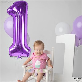 1 Bir Rakam Mor Folyo Balon 32